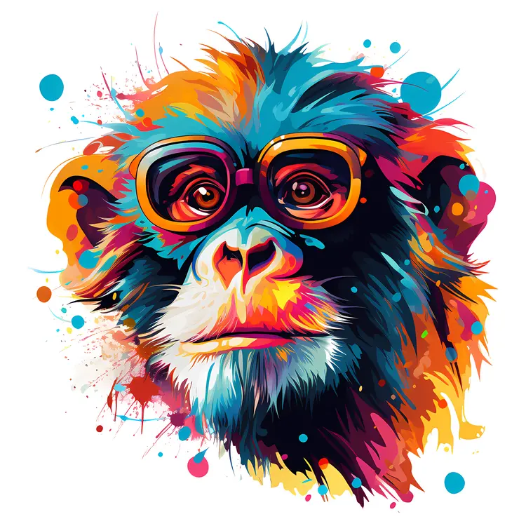Colorful Monkey with Glasses