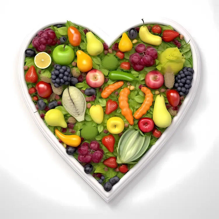 Heart-Shaped Arrangement of Colorful Fruits