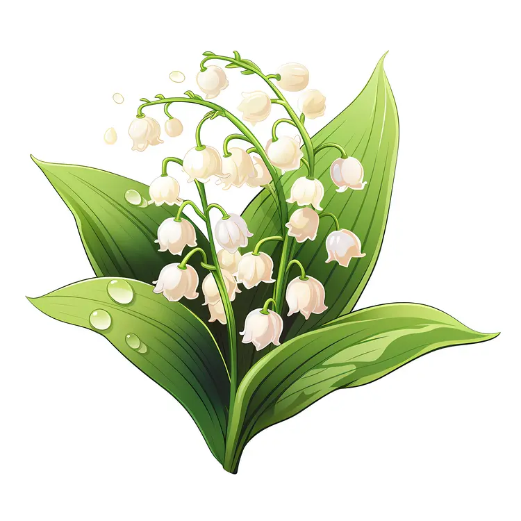 Lily of the Valley with Fresh Green Leaves