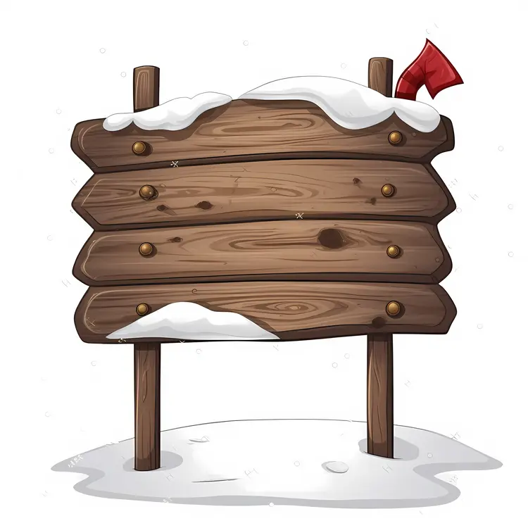 Wooden Sign with Snow