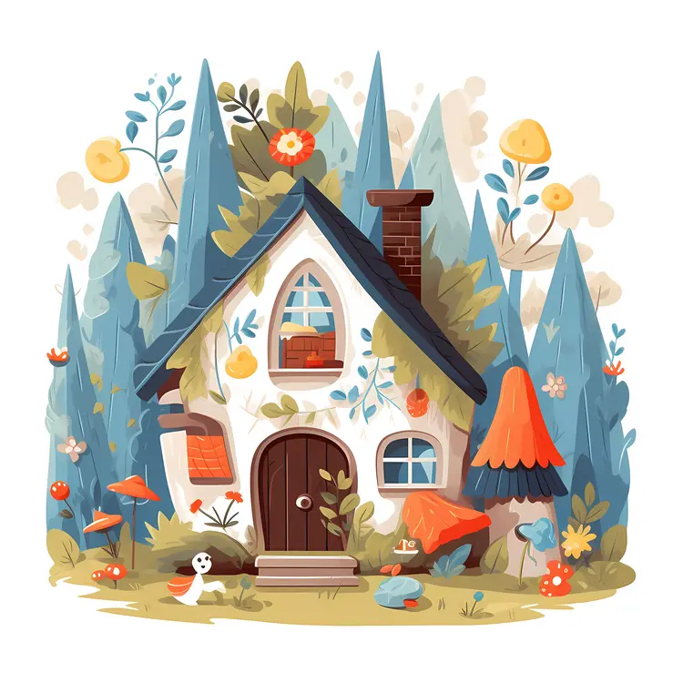 Whimsical house in forest