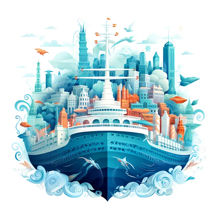 Cityscape with a Large Ship