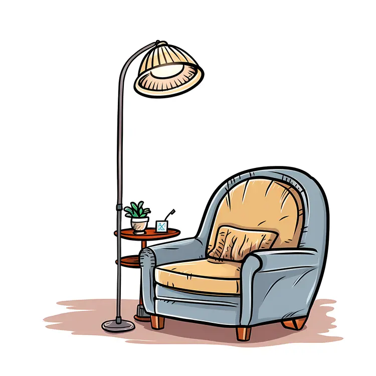 Cozy Armchair with Lamp and Side Table