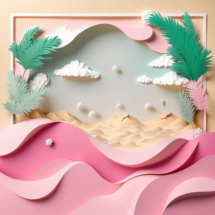 Paper Art Beach Scene with Palm Trees
Paper Art Beach Scene with Palm Trees