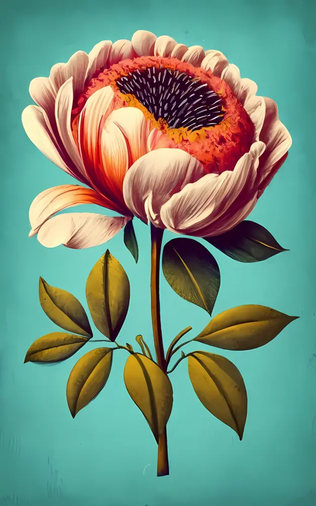 Pink Flower with Green Leaves