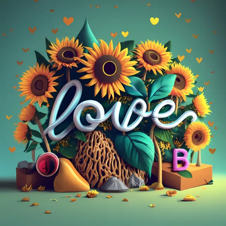 Sunflowers and Love in a Beautiful Arrangement