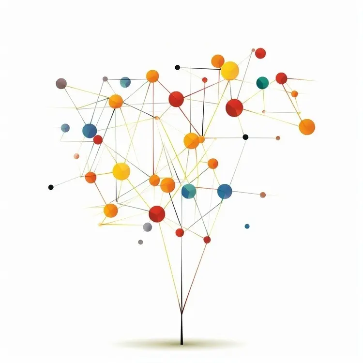 Abstract Network with Colorful Dots