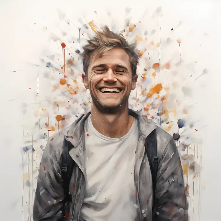 Illustration of a Smiling Man with Abstract Background