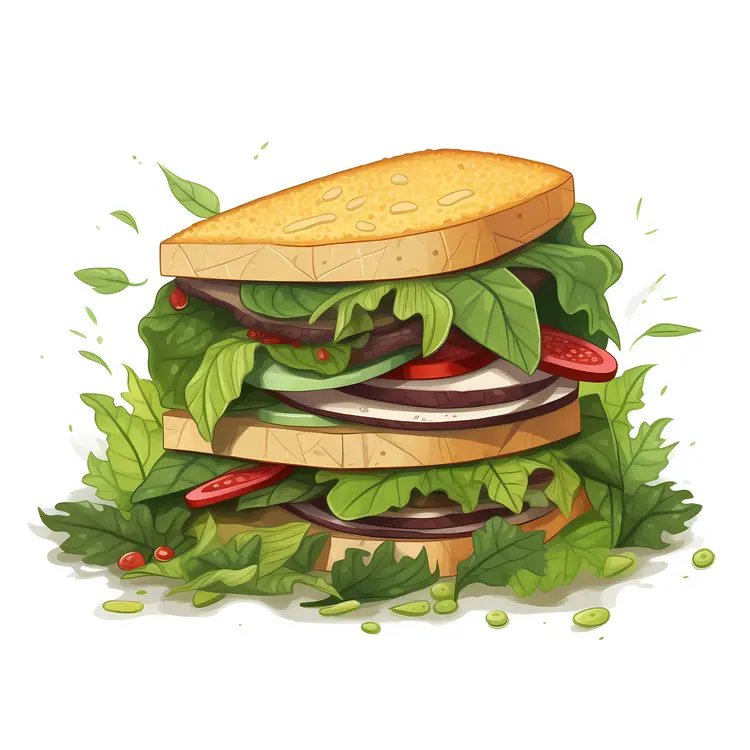 Delicious Veggie Sandwich Illustration