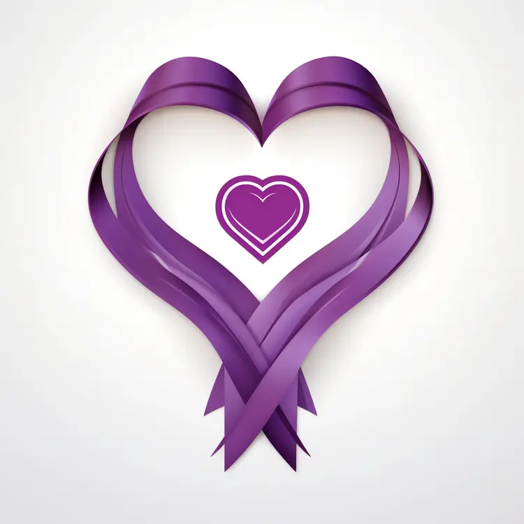 Purple Heart Ribbon in Heart Shape Design