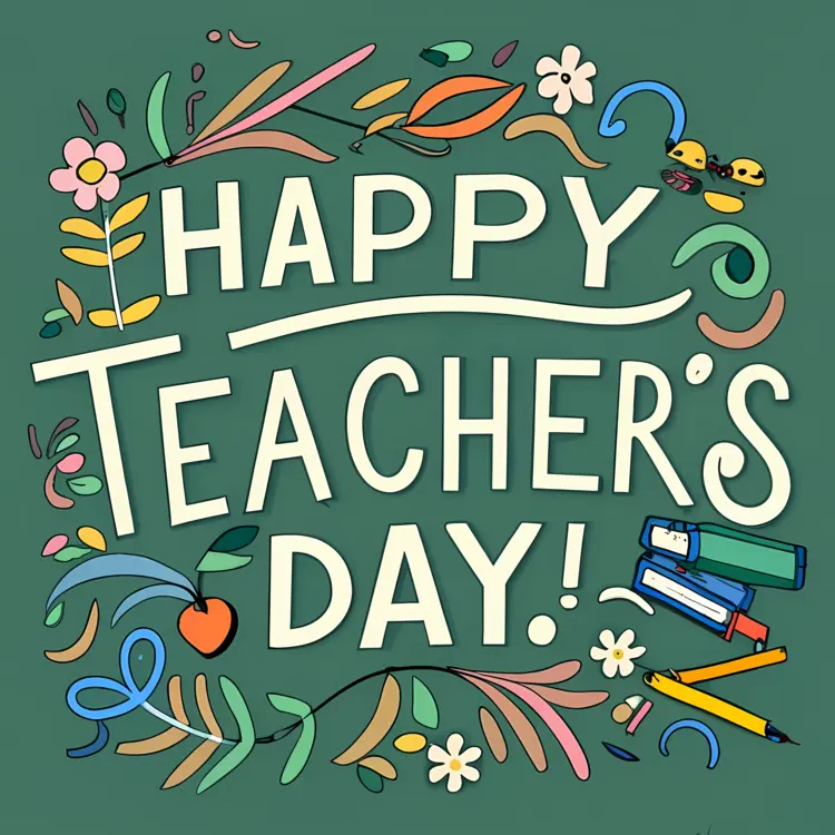 Happy Teacher's Day with Floral Design