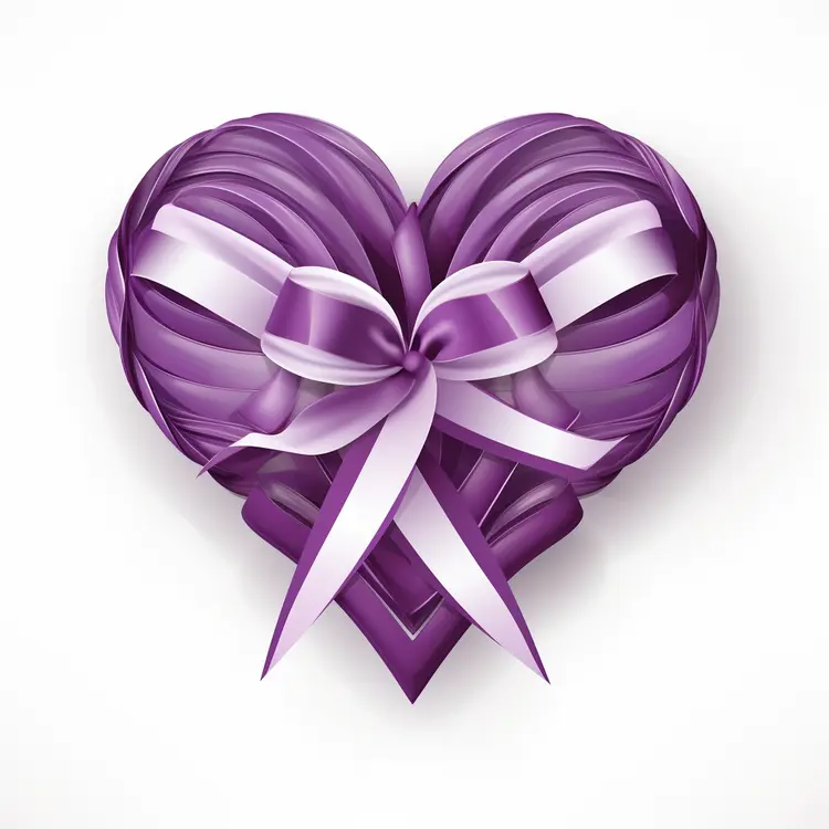 Beautiful Purple Heart with Ribbon Bow for Valentine's Day