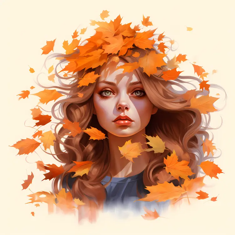Woman with Autumn Leaves