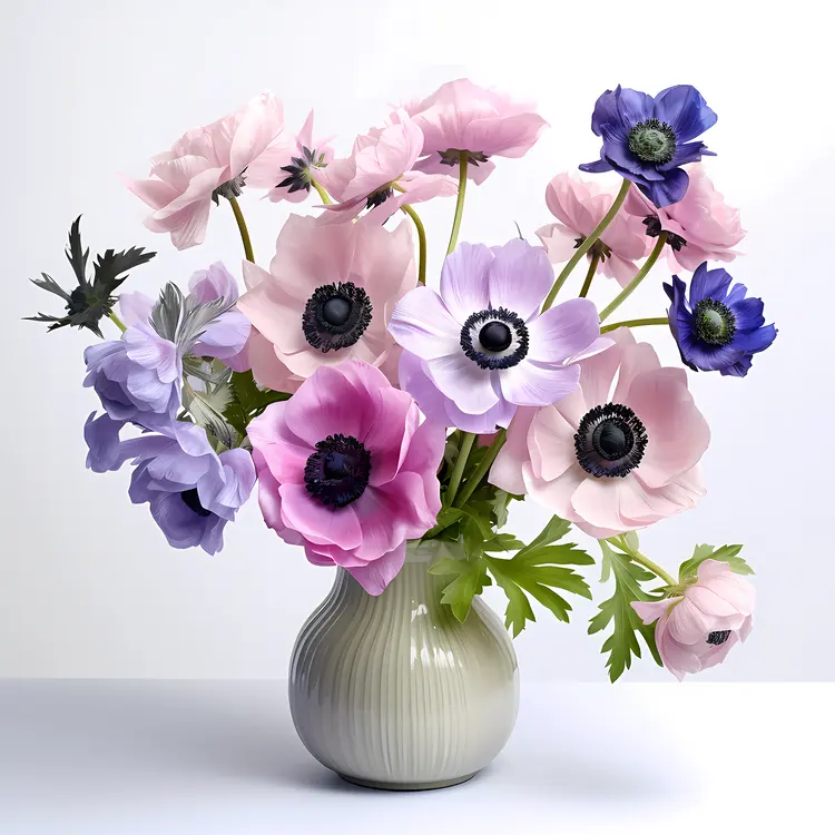 Pink and Purple Flowers in Vase