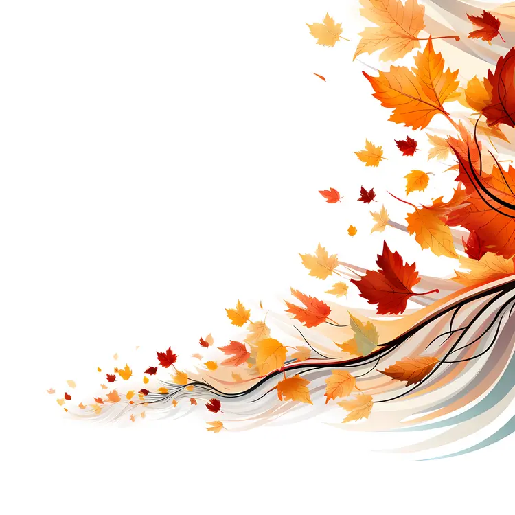 Autumn Leaves Flowing in the Wind
