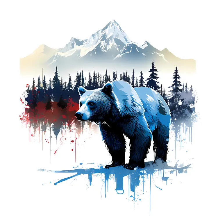 Bear in Mountainous Forest Landscape