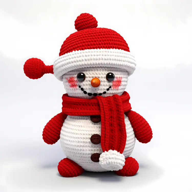 Snowman with Red Scarf and Hat