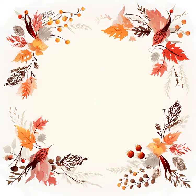 Decorative Frame with Autumn Leaves