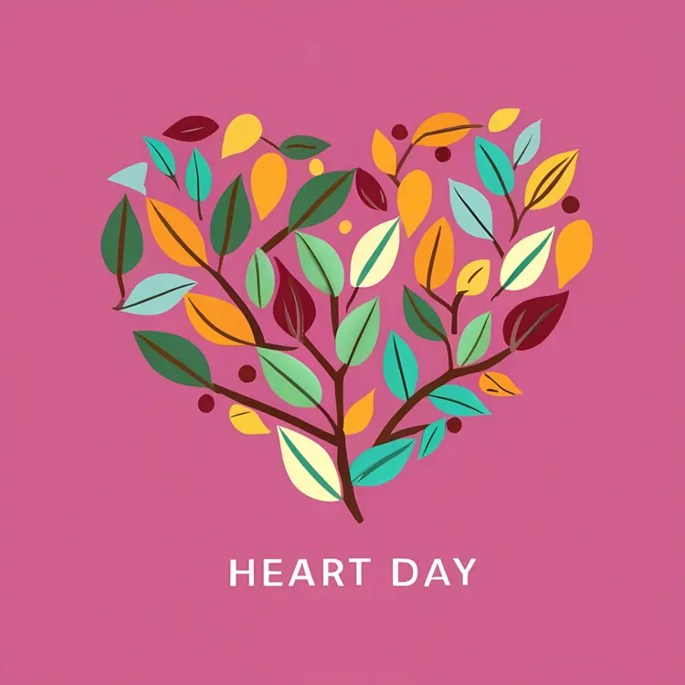 Heart Day Text with Branches and Leaves