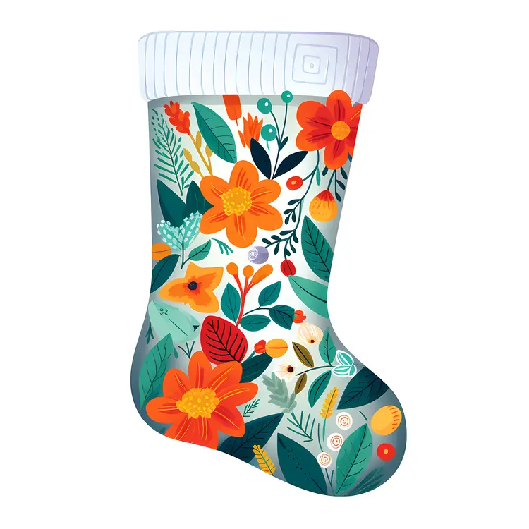 Floral Patterned Christmas Stocking