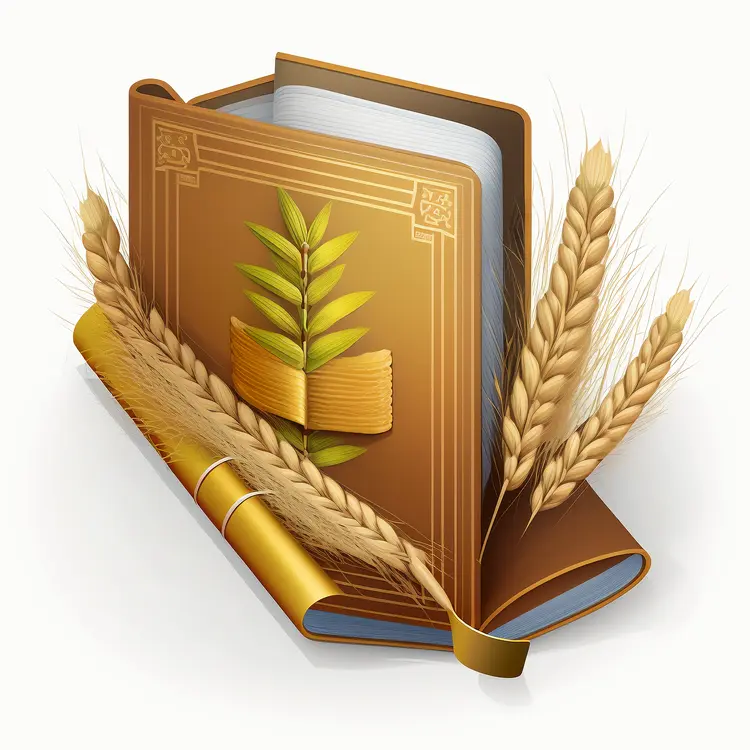 Golden Book with Wheat and Scroll for Thanksgiving Concept