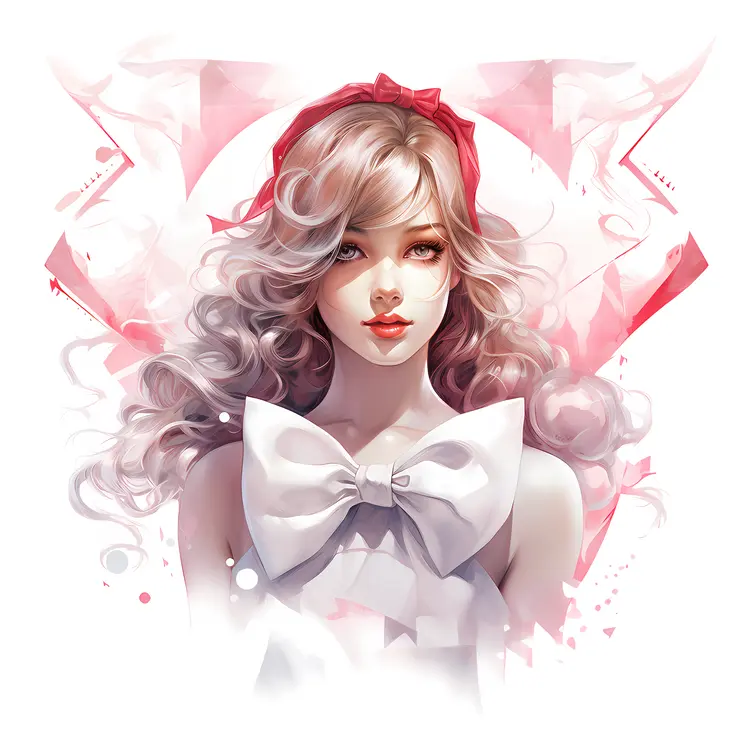 Elegant Girl with Red Bow