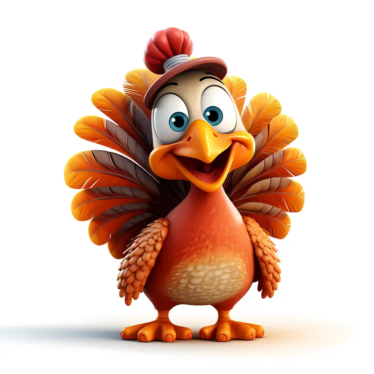 Turkey with Hat Cartoon Illustration