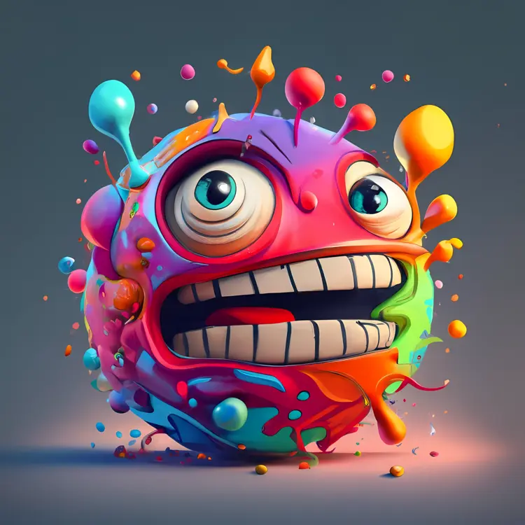Colorful Cartoon Face with Splashes