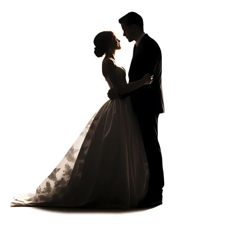 Classic Wedding Couple Silhouette