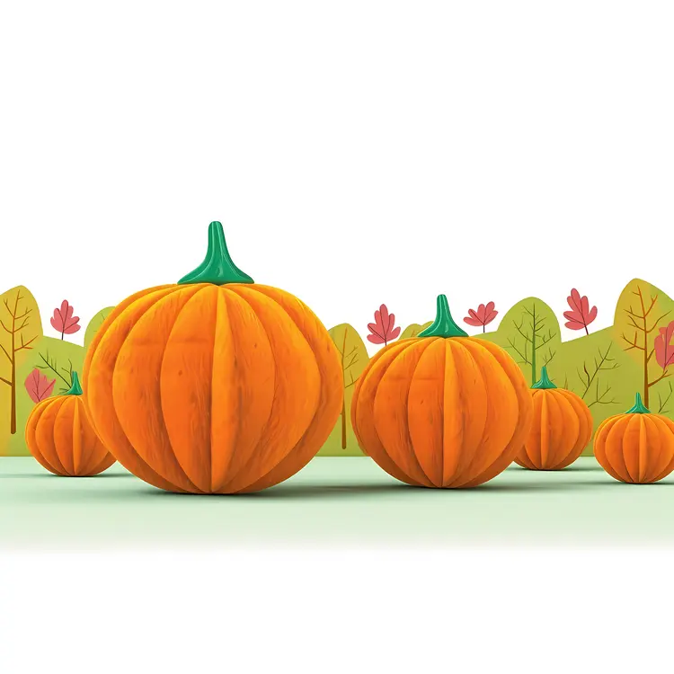 Large Orange Pumpkins in Autumn Setting