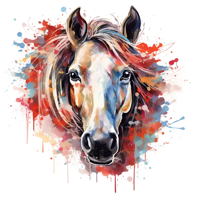 Colorful Horse Watercolor Art