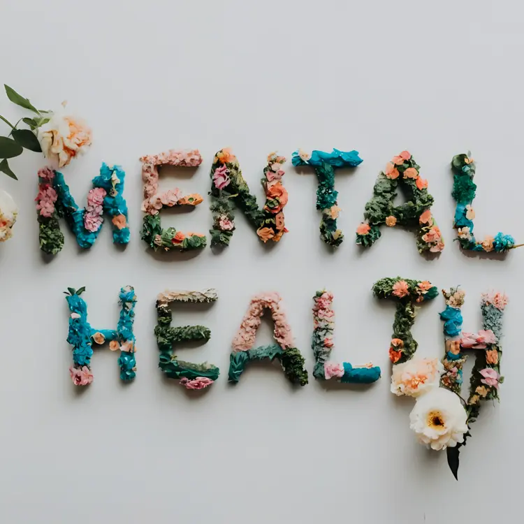 Colorful Floral Mental Health Text