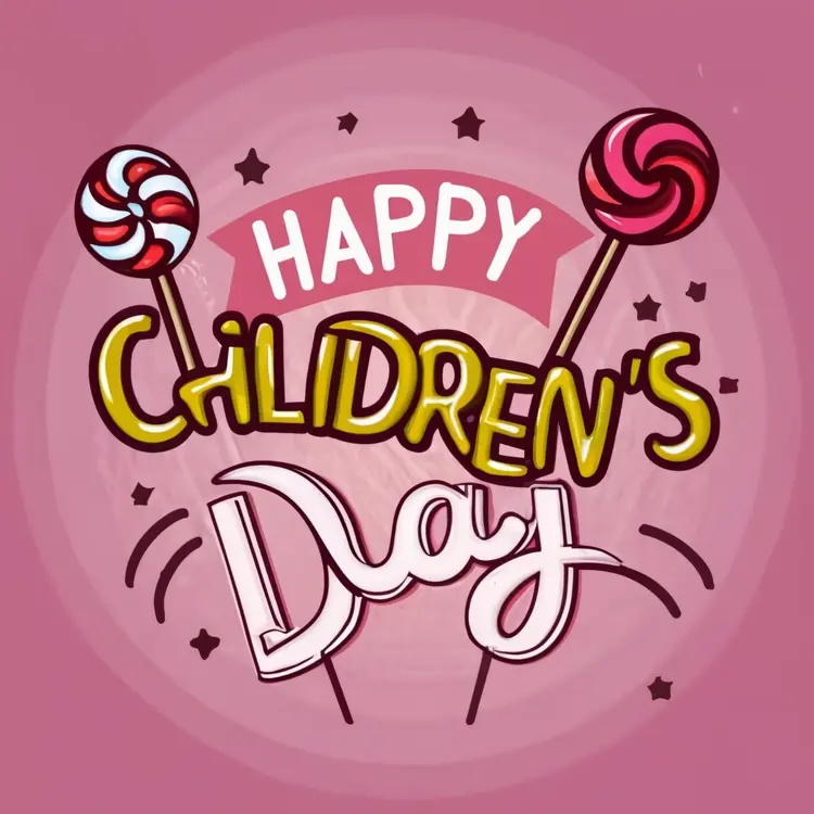 Happy Children's Day with Lollipops and Stars