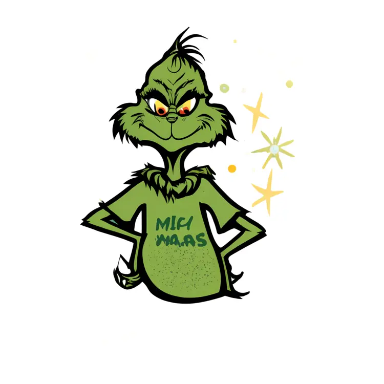 Grinch in Santa Hat with Mifi Maas Shirt