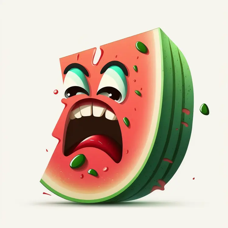 Funny Watermelon Slice Cartoon