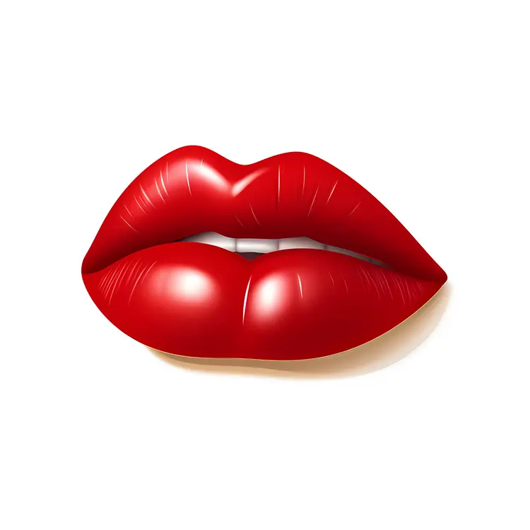 Glossy Red Cartoon Lips