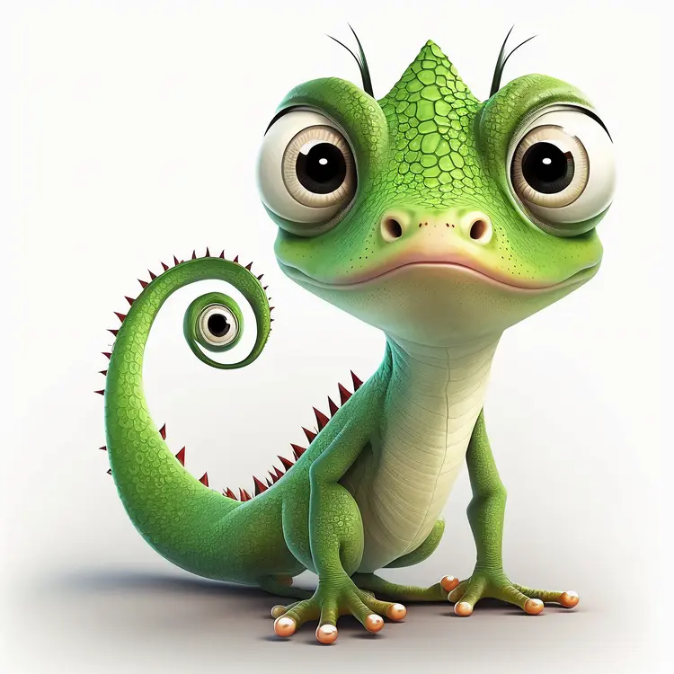 Cute Green Chameleon Illustration