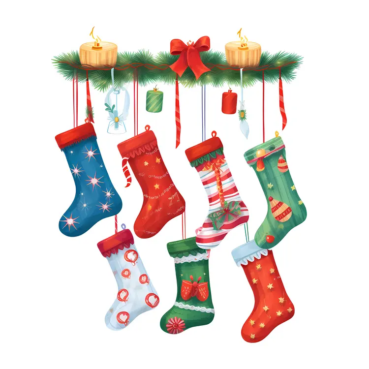 Colorful Christmas Stockings Illustration