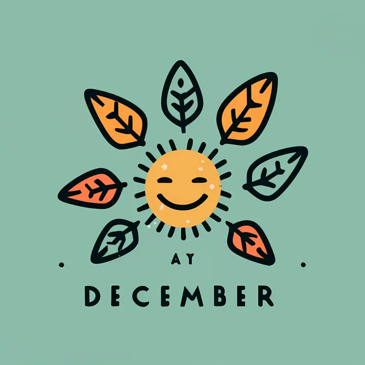 Smiling Sun with Autumn Leaves for December