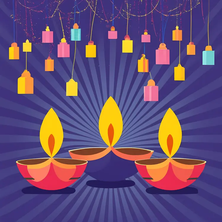 Colorful Diya Lamps for Diwali Celebration