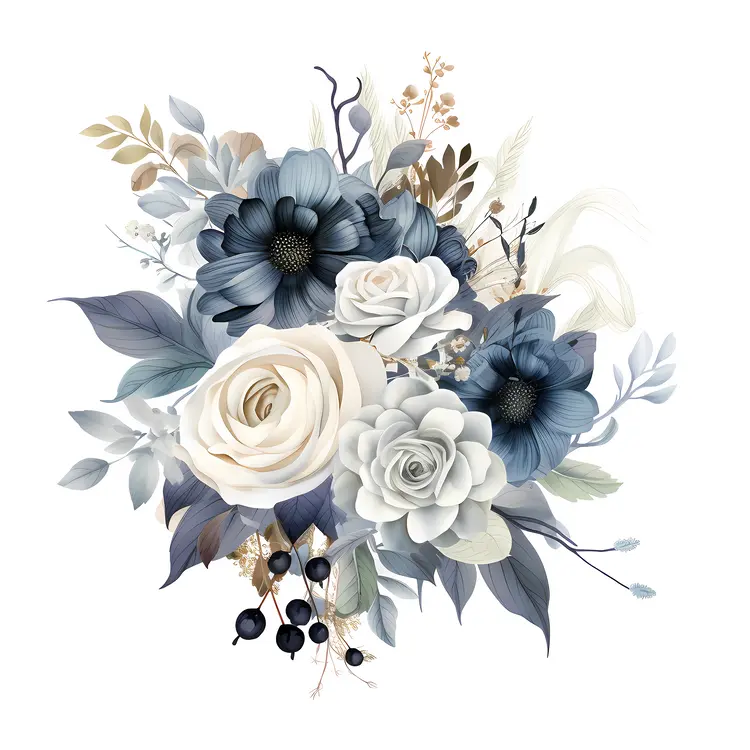 Chic Floral Bouquet with Blue and White Flowers