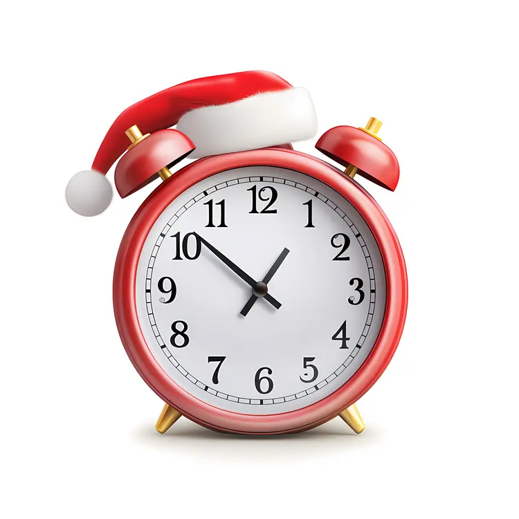 Red Alarm Clock with Santa Hat