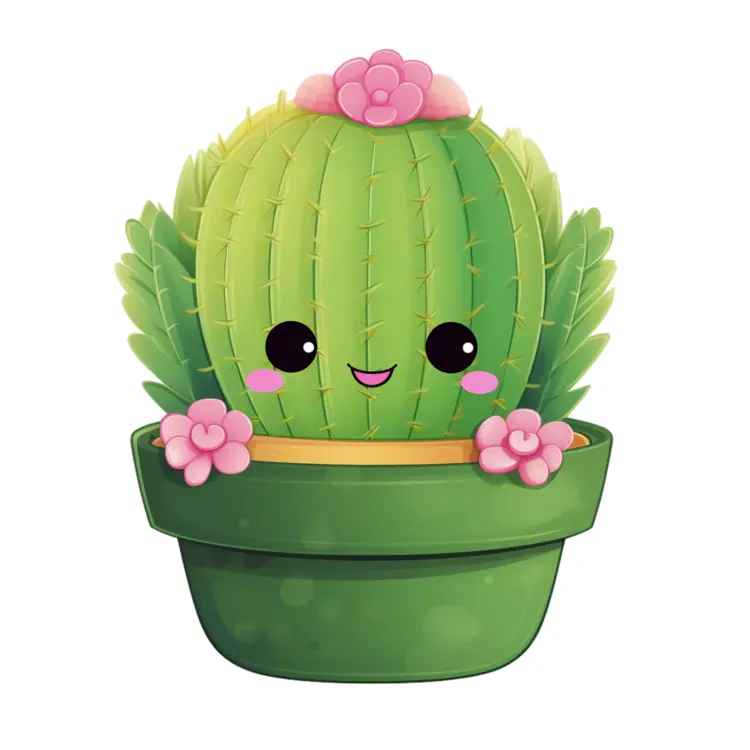 Cute Smiling Cactus in Pot