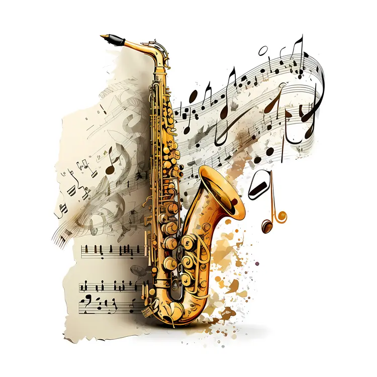 Saxophone with Musical Notes
