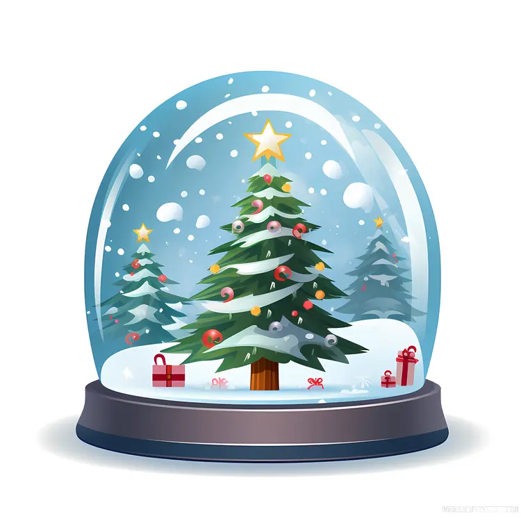 Christmas Snow Globe with Festive Decorations