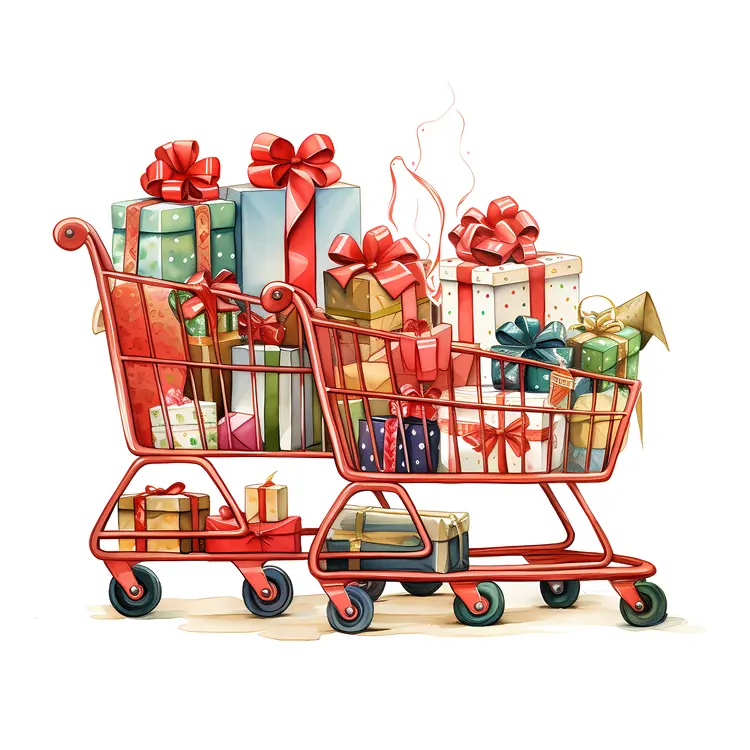 Shopping Cart with Holiday Gifts