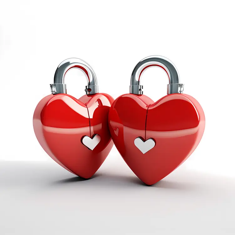 Red Heart-shaped Padlocks with White Heart Keyholes