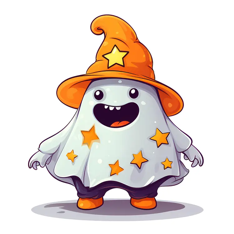 Cute Cartoon Ghost in Halloween Costume