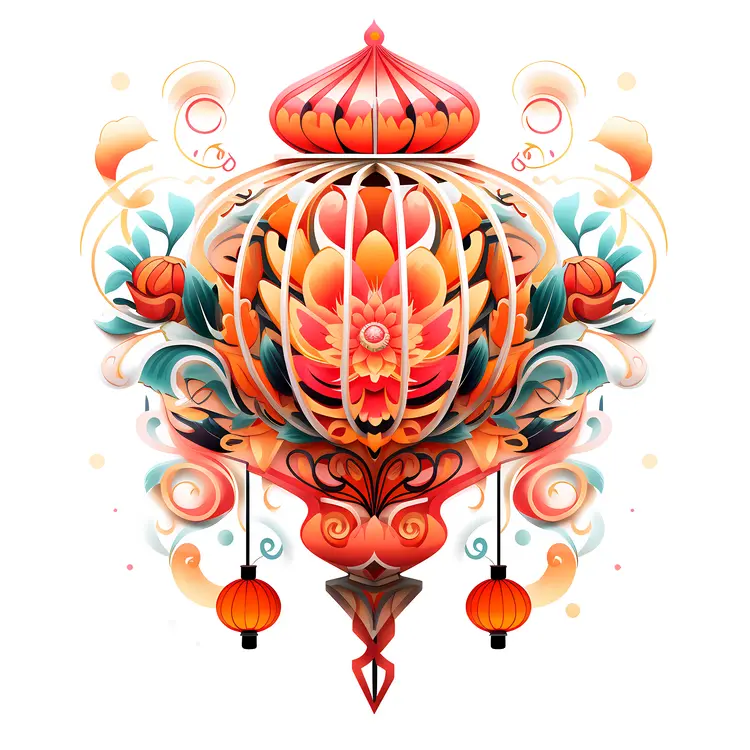 Floral Decorative Lantern for Chinese New Year