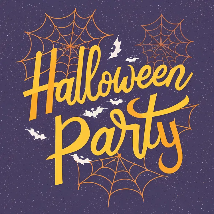 Halloween Party with Spider Web and Bats